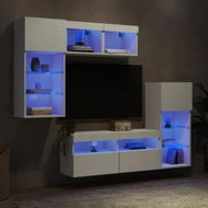 Detailed information about the product 5 Piece TV Wall Units with LED White Engineered Wood