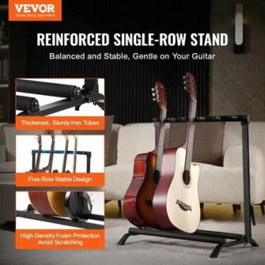 5-Space Guitar Stand Floor-Standing Foldable Rack Hold Up to 5 Guitars