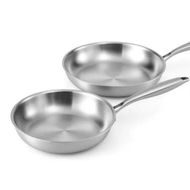 Detailed information about the product 5-star Chef Frying Pan Stainless Steel Uncoated Twin Frypan Set 25/30cm Silver
