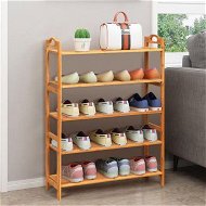Detailed information about the product 5-Tier Bamboo Shoe Rack With Two Rounded Handles For Entryway