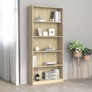 Detailed information about the product 5-Tier Book Cabinet Sonoma Oak 80x24x175 cm Chipboard