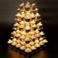 Detailed information about the product 5 Tier Cupcake Holder Square Acrylic Cupcake Tower Display For Pastry LED Light String Ideal For Weddings Birthday