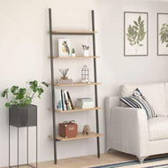 Detailed information about the product 5-Tier Leaning Shelf Light Brown And Black 64x34x185.5 Cm.