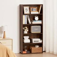 Detailed information about the product 5-Tier Narrow Bookshelf 134cm Wooden Open Bookcase Adjustable Shelf Brown
