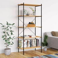 Detailed information about the product 5-Tier Shelving Unit Black and Oak 80x40x163 cm