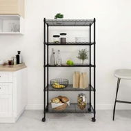 Detailed information about the product 5-Tier Storage Shelf with Wheels 75x35x155 cm Black 250 kg