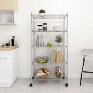 Detailed information about the product 5-Tier Storage Shelf with Wheels 75x35x155 cm Chrome 250 kg