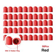 Detailed information about the product 50 Pcs Tire Stem Valve Caps, with O Rubber Ring, Universal Stem Covers for Cars, Bike, Red