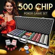 Detailed information about the product 500 Holographic Butterfly Chips Professional Poker Card Game Play Set Casino Dice Aluminium Case