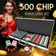 Detailed information about the product 500 Holographic Eagle Chips Professional Poker Card Game Play Set Casino Dice Aluminium Case