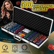 Detailed information about the product 500Pcs Poker Chips Play Set Professional Texas Holdem Blackjack Aluminium Case Decks Cards Dice Small Big Blinds Button Party Gambling Casino Games