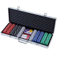 Detailed information about the product 500pcs Poker Chips Set Casino Texas Hold'em Gambling Party Game Dice Cards Case