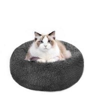 Detailed information about the product 50cm Calming Donut Dog Bed Anti-Anxiety Round Fluffy Plush Machine Washable Cuddler Pet Bed Col. DK Gray.