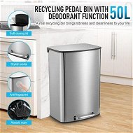 Detailed information about the product 50L Pedal Bin Garbage Can Rubbish Recycling Trash Waste Stainless Steel Rectangular Trashcan Soft Closing Lid Kitchen House Indoor Office