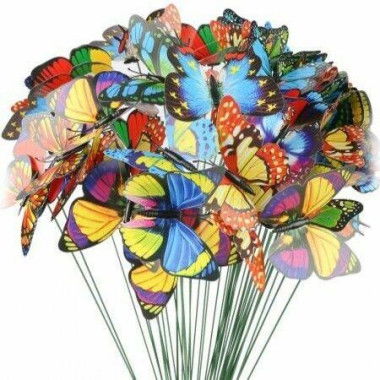 50PCS 7CM Butterfly Stakes And Garden Ornaments Garden Decorations For IndoorOutdoor Yard