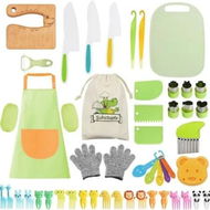 Detailed information about the product 50PCS Toddler Knife Set Kids Knifes for Real Cooking Wooden Kids Kitchen Knife Set with Gloves Cutting Board Crinkle Cutters Kid Safe Knives