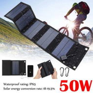 Detailed information about the product 50W Foldable Solar Panel 5V Sun Power Solar Cells Bank Pack USB 10 In1 USB Cable Waterproof For Phone Backpack Camping Hiking