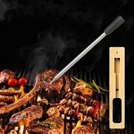 Detailed information about the product 5.2 Bluetooth BBQ Meat Bamboo Thermometer Fast Charging Food-Grade Stainless Steel Probes for Grill, Oven with App for Real-Time Temperature Monitoring