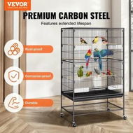 Detailed information about the product 52 inch Standing Large Bird Cage, Carbon Steel Flight Bird Cage for Parakeets, Cockatiels, Parrots, Macaw with Rolling Stand and Tray