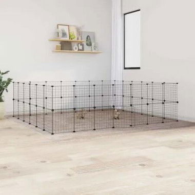 52-Panel Pet Cage with Door Black 35x35 cm Steel