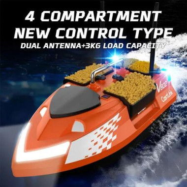 5200mAh 2 Batteries RC Bait Boat for Fishing Baits GPS 500M Range 2 HOURS Last Max3KG Load Birthday Christmas Gift COL Orange