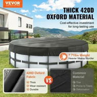 Detailed information about the product 5.49m Round Pool Cover, Solar Covers for Above Ground Pools, Safety Pool Cover with Drawstring Design, 420D Oxford Fabric Winter Pool Cover, Waterproof and Dustproof, Black