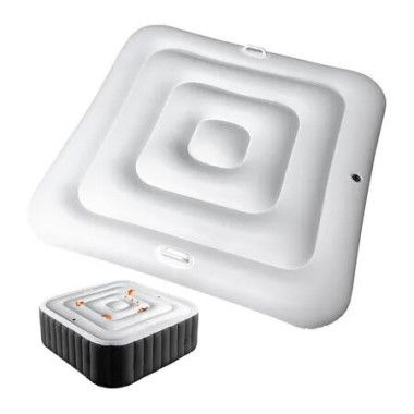 5.4Ft Inflatable Hot Tub Cover, Energy Saving Lid for Square Hot Tub, Foldable Protective Rain Overflow Cover for Inflatable Outdoor Hot Tubs