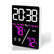 Detailed information about the product 5.5 inch Digital Alarm Clock, Indoor Humidity and Temperature Measurement with LED Display, Adjustable Brightness Clock with Dual Alarms USB Input, Rose