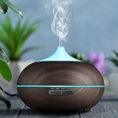 550ml Aroma Diffuser Humidifier Retro Drum Shape 7-color Changing / Fixable Night Light 3-mode Mist Time.