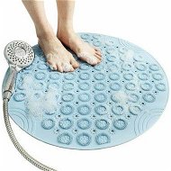 Detailed information about the product 55x55cm Surface Round Non-Slip Shower Scrub Mat With Drain Hole Col. Blue.