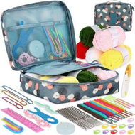 Detailed information about the product 58PCS Portable Crochet Kit Beginners Crochet Set With Crochet Yarn Crochet Hooks Ergonomic Soft Grip Lace Crochet Hooks Travel Case Full Knitting Crochet Supplies