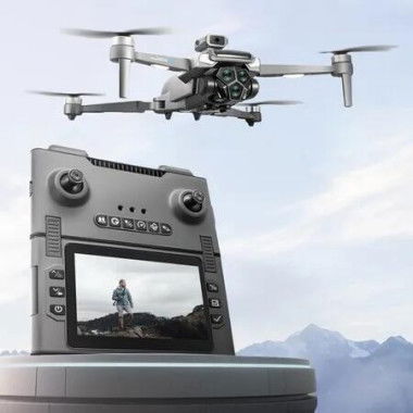 5G 4K Triple Cameras Drone Foldable 4.3inch Screen Obstacle Avoidance LED Light Flow Hover Batteries 2.4GHz Antiinterference Christmas Gift