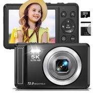 Detailed information about the product 5K Digital Camera, 72MP UHD Digital Cameras for Photography, Autofocus Point and Shoot Small Camera with Flash for Boys Girls, 32GB SD Card, Black