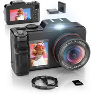 Detailed information about the product 5K Digital Camera for Photography with 64GB Card + 2 Batteries,80MP Dual Screen for Self-Framing 18X Zoom Autofocus Vlogging Camera for YouTube Travel