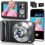 Detailed information about the product 5K Digital Camera for Photography,64MP Touchscreen WiFi Camera with AF 6X Optical & 16X Digital Zoom,Dual-Lens Vlogging Camera,Compact Camera with Flash