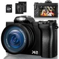 Detailed information about the product 5K WiFi Vlogging Digital Camera with with 32G SD Card,48MP Autofocus 6-Axis Stabilization,16x Zoom,and Batteries