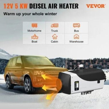 5KW Diesel Air Heater 10L Tank Diesel Heater 12V Diesel Parking Heater Muffler with LCD Thermostat and Remote Control for RV Bus Trailer Motor-home and Boats