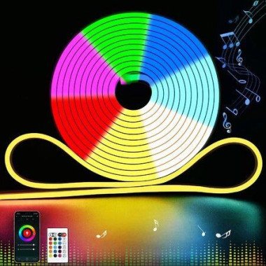 5m 108LED RGB Silicone Neon Rope Light Multi-Color Changing RC WiFi Bluetooth Phone App Control