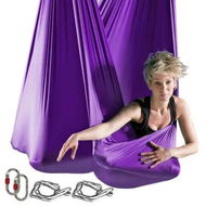 Detailed information about the product 5m Anti-gravity Aerial Yoga Hammock Kit for Fitness with Low Non-Stretch Nylon Fabric and Hardware - Perfect for Dance (Purple)