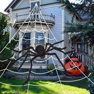 Detailed information about the product 5m Halloween Spider Web And 1.5m Giant Spider Decorations. Fake Spider For Indoor/Outdoor Halloween Decorations Yard.