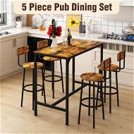 Detailed information about the product 5PCS Bar Table Set 4 Stools Chairs Kitchen Dining Breakfast Home Bistro Cafe Coffee Pub Counter Tall High Top Furniture Industrial Rustic Wooden Metal