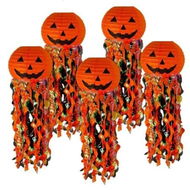 Detailed information about the product 5PCS Halloween Pumpkin Paper Lanterns Party Decorations Orange Black Hanging Paper Lanterns Birthday Wedding Graduation Indoor Outdoor Garden Home Decor