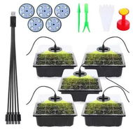 Detailed information about the product 5pcs Seedling Tray With Led Grow Lights Plant Seed Starter Tray Kit Greenhouse Growing Trays With Holes Color Black