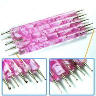 Detailed information about the product 5X Nail Art Dotting Marbleizing Paint Dot Pen 2 Ways Purple