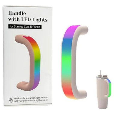 6 Colors LED Light Up Tumbler Handle for Stanley 40oz/30oz Cups, Rechargeable Waterproof Handle Accessory for Outdoor, Camping for Stanley Cup Lovers