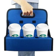 Detailed information about the product 6-Cup Holder with Handle for Cup Caddy Portable Drink Carrier or Cans Reusable, Folds Flat, Carry Coffee, Hot and Cold Beverages (Blue-Cup Not Included)