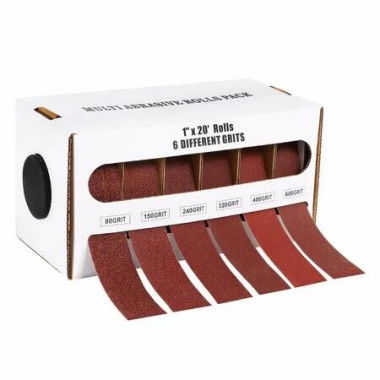 6 Grits Emery Cloth Roll, Multiple Grit Sizes,Abrasive Sandpaper Roll with Dispenser,80 150 240 320 400 600 Grit Sandpaper Assortment (6Meters)