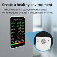 Detailed information about the product 6-in-1 Air Quality Carbon Dioxide Formaldehyde Monitor for Comprehensive Indoor Air Pollution Detection(PM2.5 PM10 HCHO TVOC CO CO2 CO)