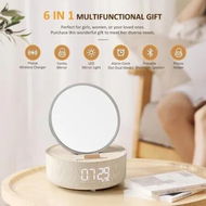 Detailed information about the product 6-in-1 Bluetooth Speaker with Digital Alarm Clock,Mirror,Night Light,Phone Holder and Wireless Speaker Charger for Phone Music