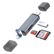 Detailed information about the product 6 in 1 SD Card Reader, 3 Male USB A, USB C, Lightning PC Card Reader High Speed OTG Adapter, Support SDHC, SDXC, MMC, USB Flash Drives